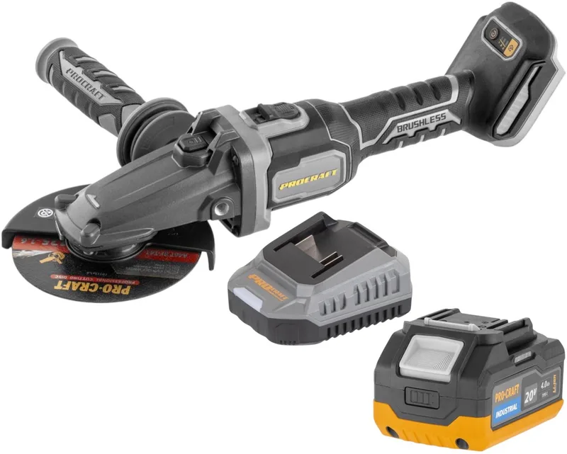 AG125Cbb accu-haakse slijper met platte kop 20 V 125 mm borstelloos Solo - zonder accu, zonder oplader von Procraft – Produktbild