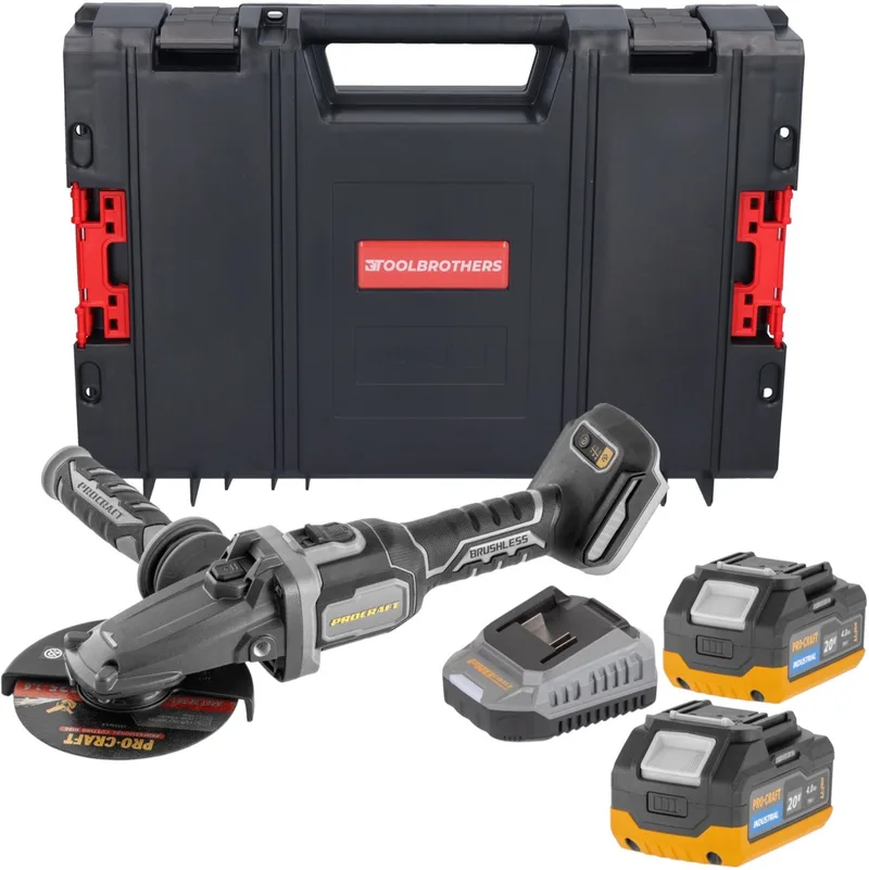 AG125Cbb accu-haakse slijper met platte kop 20 V 125 mm borstelloos Solo - zonder accu, zonder oplader von Procraft – Produktbild