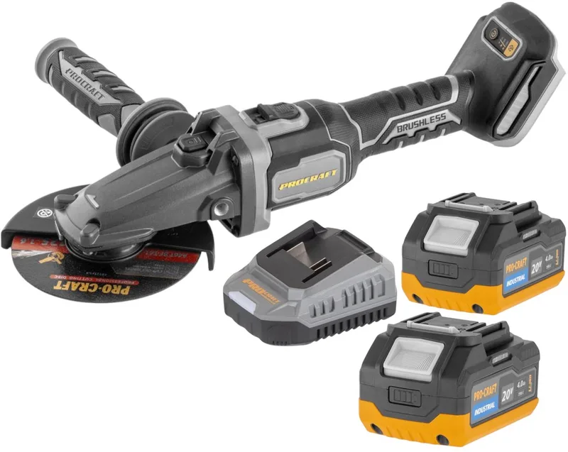 AG125Cbb accu-haakse slijper met platte kop 20 V 125 mm borstelloos Solo - zonder accu, zonder oplader von Procraft – Produktbild