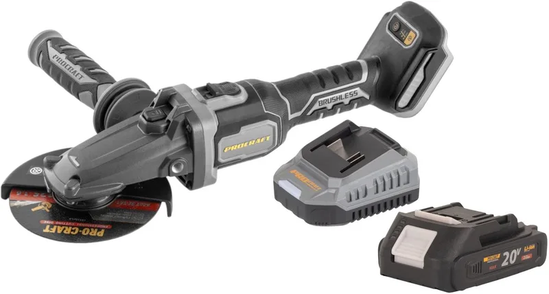 AG125Cbb accu vlakke kop haakse slijper 20 V 125 mm borstelloos + 1x accu 2,0 Ah + oplader van Procraft – productafbeelding