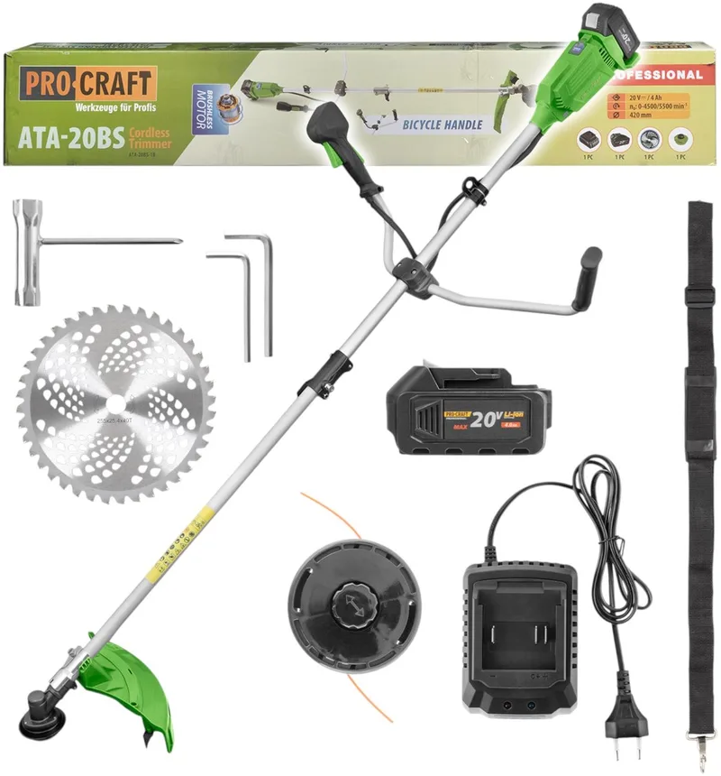 ATA-20BS accu-bosmaaier 20 V 420 mm borstelloos + 1x accu 4,0 Ah + oplader von Procraft – Produktbild