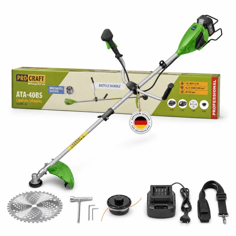 ATA-40BS accu-bosmaaier 40 V 420 mm borstelloos + 1x accu 4,0 Ah + oplader van Procraft – productafbeelding