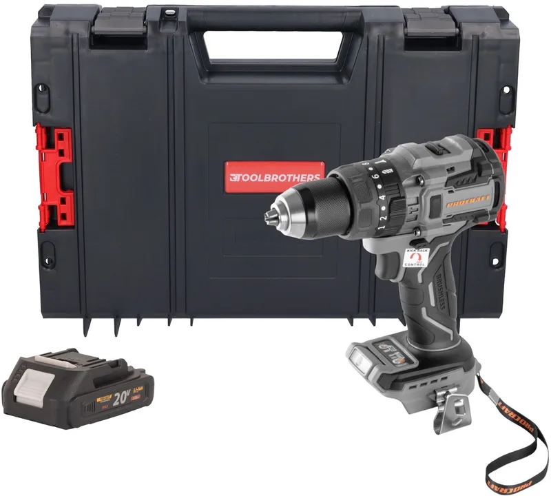 CD20B-BB accu-slagboormachine 20 V 150 Nm borstelloos + 1x accu 2,0 Ah + RHINO-gereedschapskoffer - zonder oplader van Procraft – productafbeelding