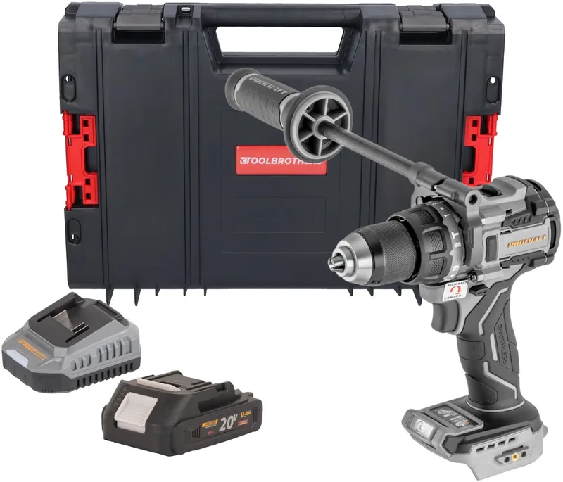CD20C-BB accu-slagboormachine 20 V 120 Nm borstelloos + 1x accu 2,0 Ah + oplader + RHINO-gereedschapskoffer de Procraft – image du produit