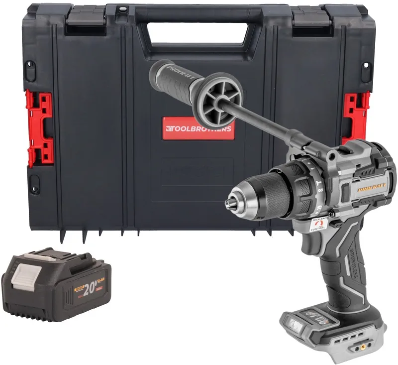 CD20C-BB accu-slagboormachine 20 V 120 Nm borstelloos + 1x accu 4,0 Ah + RHINO-gereedschapskoffer - zonder oplader de Procraft – image du produit