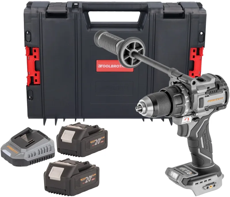 CD20C-BB accu-slagboormachine 20 V 120 Nm borstelloos + 2x accu 4,0 Ah + oplader + RHINO-gereedschapskoffer van Procraft – productafbeelding
