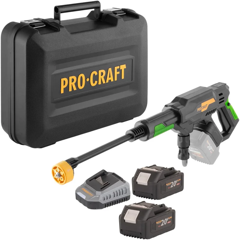 CW20bb accu-hogedrukreiniger 20 V 30 bar 180 l/u borstelloos + 2x accu 4,0 Ah + oplader + koffer de Procraft – image du produit