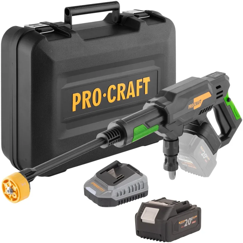 CW20bb accu-hogedrukreiniger 20 V 30 bar 180 l/u borstelloos + 1x accu 4,0 Ah + oplader + koffer von Procraft – Produktbild