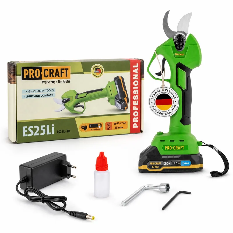 ES25Li accu-takkenschaar 20 V 25 mm + 1x accu 2,0 Ah + oplader von Procraft – Produktbild