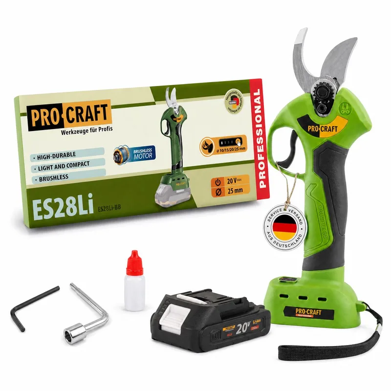 ES28Li bb accu takkenschaar tuinschaar 20 V 25 mm + 1x accu 2,0 Ah - zonder oplader de Procraft – image du produit