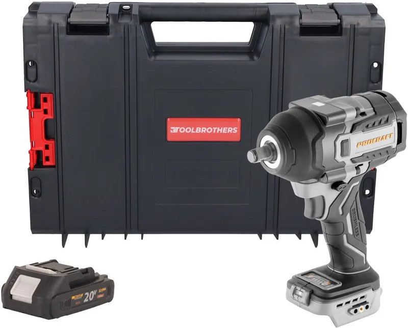 IW850A-BB accu-slagmoersleutel 20 V 850 Nm 1/2" borstelloos + 1x accu 2,0 Ah + RHINO-gereedschapskoffer - zonder oplader by Procraft – product image