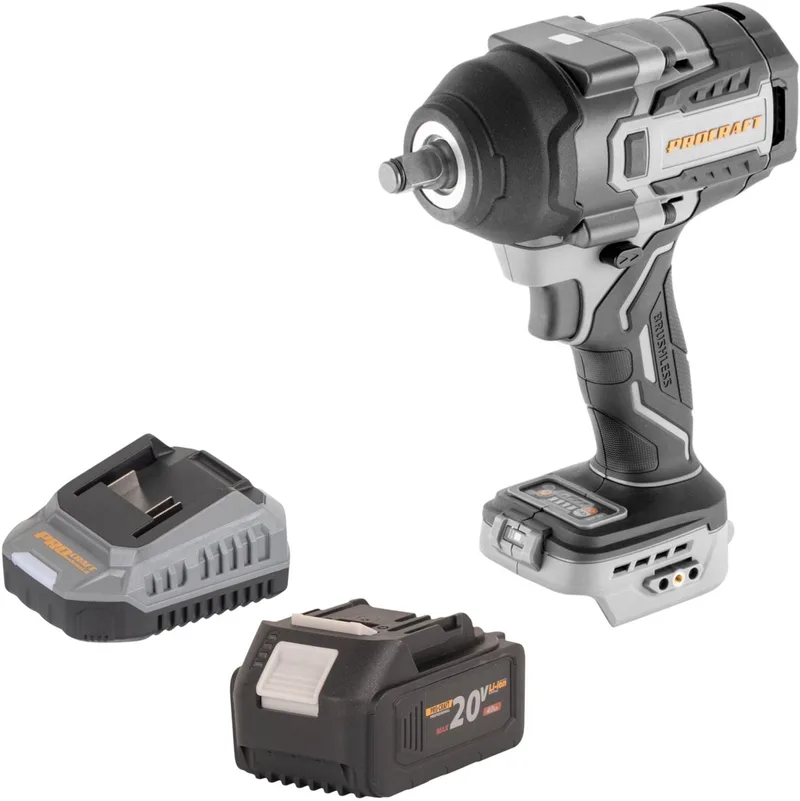 IW850A-BB accu-slagmoersleutel 20 V 850 Nm 1/2" borstelloos + 1x accu 4,0 Ah + oplader von Procraft – Produktbild