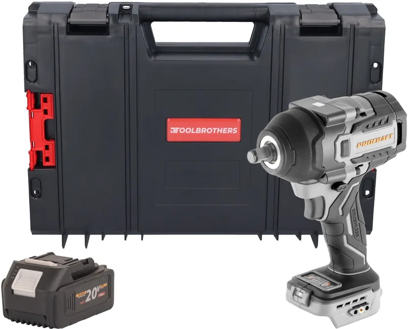 IW850A-BB accu-slagmoersleutel 20 V 850 Nm 1/2" borstelloos + 1x accu 4,0 Ah + RHINO-gereedschapskoffer - zonder oplader von Procraft – Produktbild