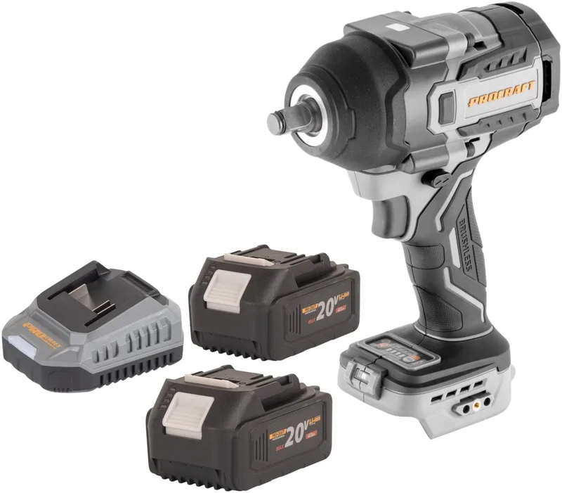 IW850A-BB accu-slagmoersleutel 20 V 850 Nm 1/2" borstelloos + 2x accu 4,0 Ah + oplader de Procraft – image du produit