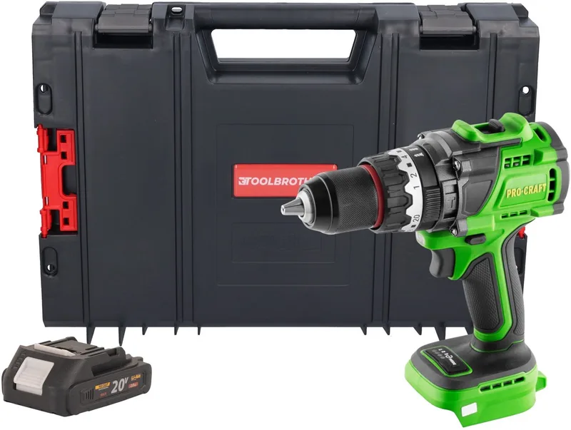 PA18ProBL-BB accu-klopboormachine 20 V 180 Nm borstelloos + 1x accu 2,0 Ah + RHINO-gereedschapskoffer - zonder oplader de Procraft – image du produit