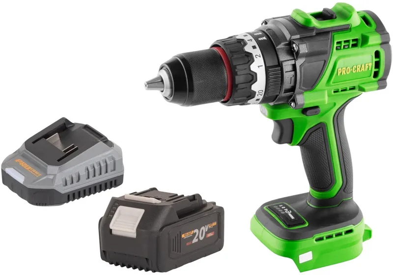 PA18ProBL-BB accu klopboormachine 20 V 180 Nm borstelloos + 1x accu 4,0 Ah + oplader de Procraft – image du produit