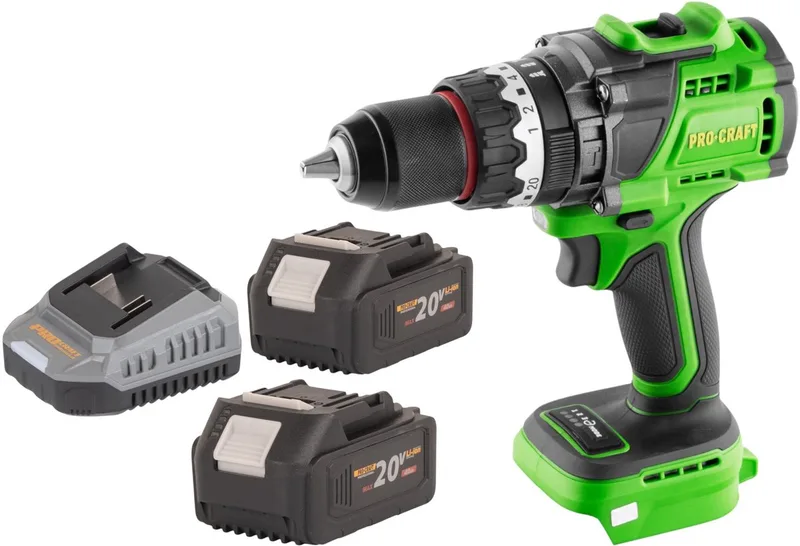 PA18ProBL-BB accu-klopboormachine 20 V 180 Nm borstelloos + 2x accu 4,0 Ah + oplader de Procraft – image du produit