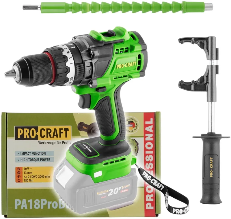 PA18ProBL-BB accu-klopboormachine 20 V 180 Nm borstelloos solo - zonder accu, zonder oplader de Procraft – image du produit