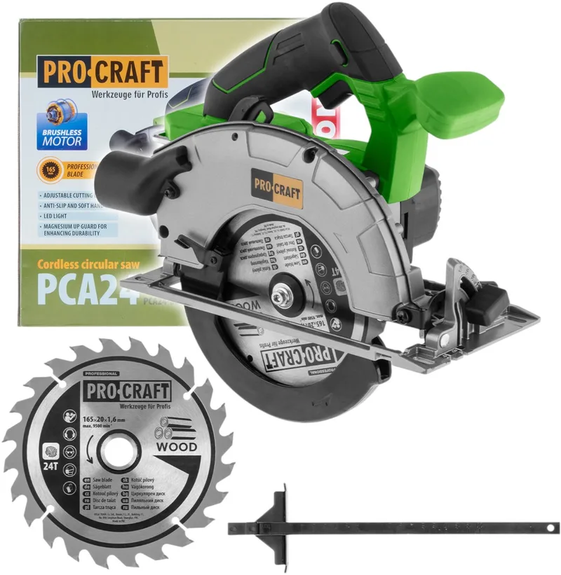 PCA24bb accu-handcirkelzaag 20 V 165 mm borstelloos Solo - zonder accu, zonder oplader de Procraft – image du produit