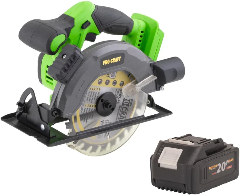 PCA28bb accu-cirkelzaag 20 V 165 mm borstelloos + 1x accu 4,0 Ah - zonder oplader de Procraft – image du produit