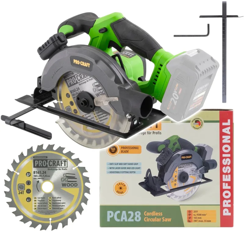 PCA28bb accu-handcirkelzaag 20 V 165 mm borstelloos Solo - zonder accu, zonder oplader de Procraft – image du produit