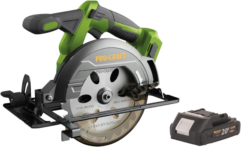 PCA32-BB accu-cirkelzaag 20 V 165 mm borstelloos + 1x accu 2,0 Ah - zonder oplader fra Procraft – produktbillede