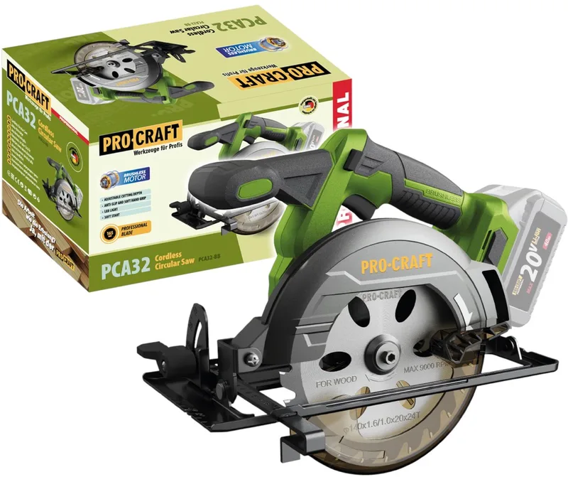 PCA32-BB accu-cirkelzaag 20 V 165 mm borstelloos solo - zonder accu, zonder oplader von Procraft – Produktbild