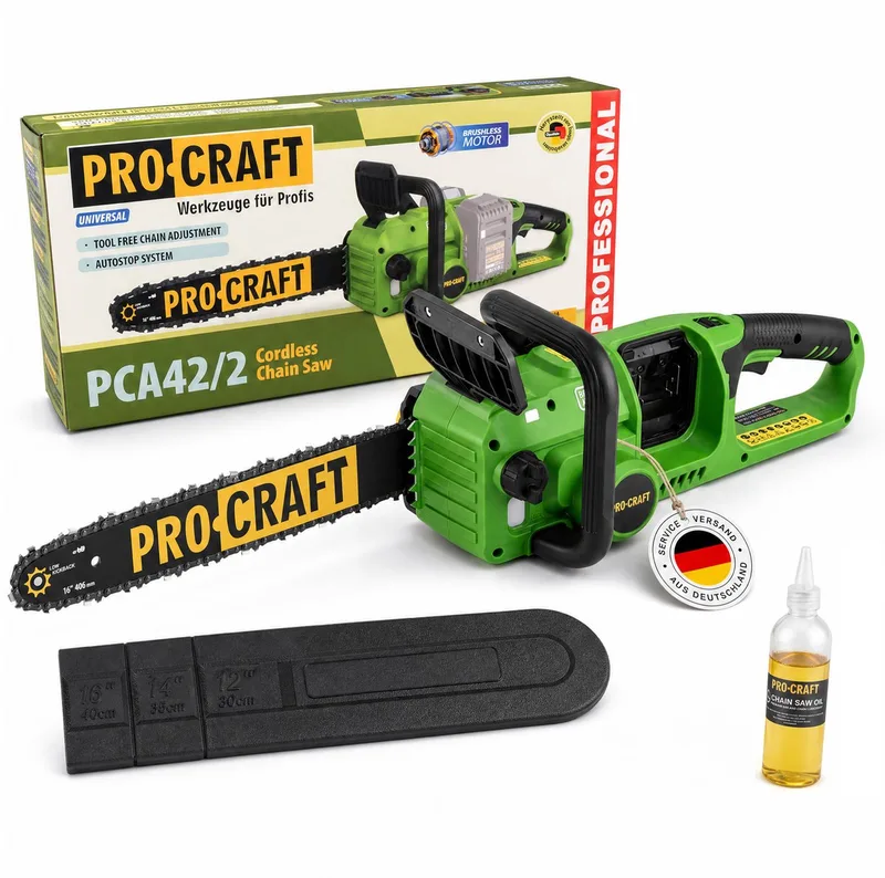 PCA42/2 accukettingzaag 40 V (2x 20 V) 406 mm borstelloos solo - zonder accu, zonder oplader de Procraft – image du produit