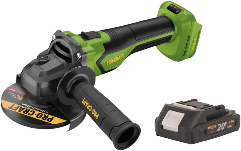 PGA22-BB accu haakse slijper 20 V 125 mm borstelloos + 1x accu 2,0 Ah - zonder oplader van Procraft – productafbeelding