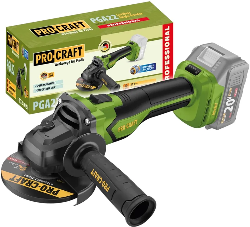 PGA22-BB accu-haakse slijper 20 V 125 mm borstelloos Solo - zonder accu, zonder oplader by Procraft – product image