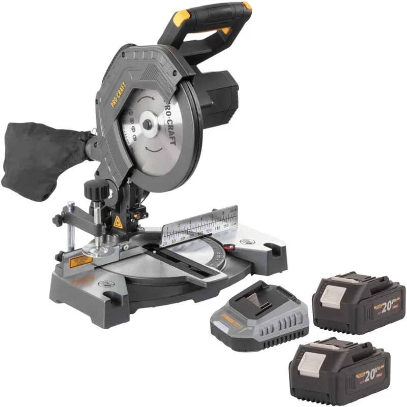 PGS20bb accu-afkortzaag 20 V 210 mm borstelloos + 2x accu 4,0 Ah + oplader fra Procraft – produktbillede