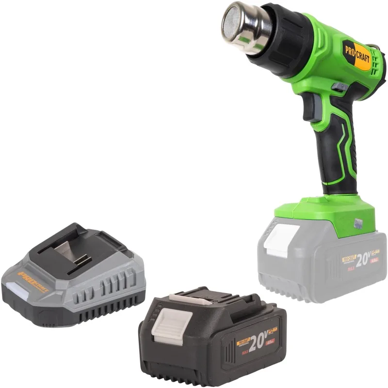 PH24bb accu-heteluchtpistool 20 V 50 - 550 °C + 1x accu 4,0 Ah + oplader de Procraft – image du produit