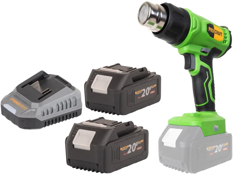 PH24bb accu-heteluchtpistool 20 V 50 - 550 °C + 2x accu 4,0 Ah + oplader fra Procraft – produktbillede