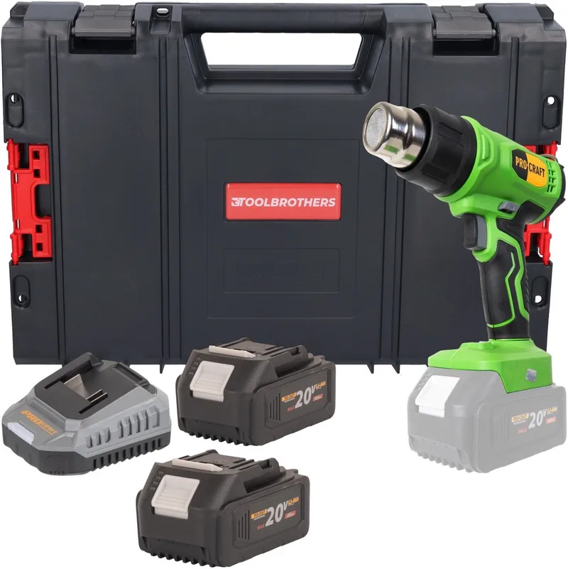 PH24bb accu-heteluchtpistool 20 V 50 - 550 °C + 2x accu 4,0 Ah + oplader + RHINO-gereedschapskoffer de Procraft – image du produit