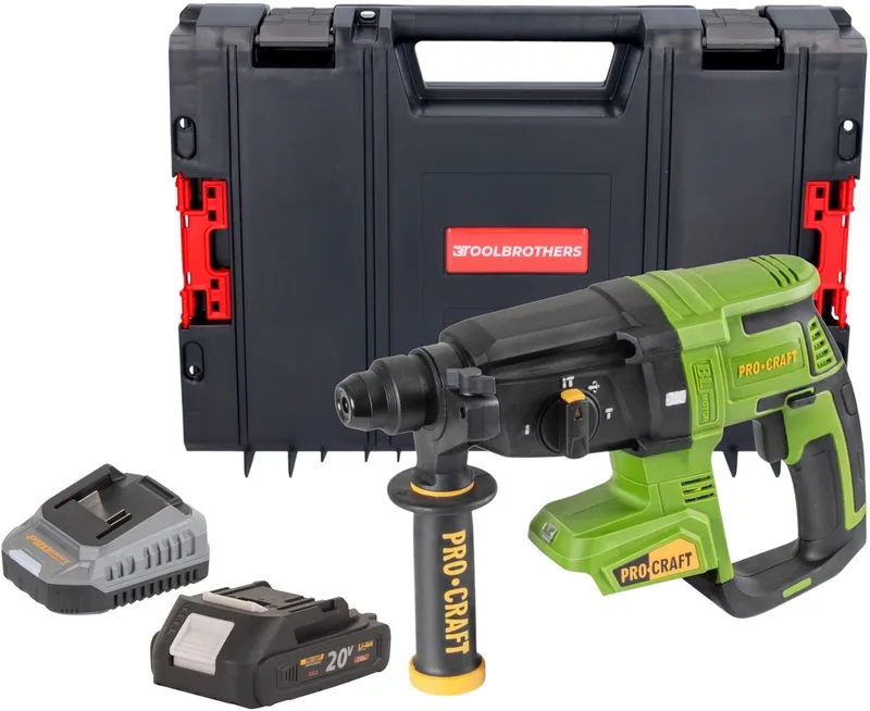 PHA40bb accu-boorhamer 20 V 2,6 J SDS plus borstelloos + 1x accu 2,0 Ah + oplader + RHINO-gereedschapskoffer von Procraft – Produktbild