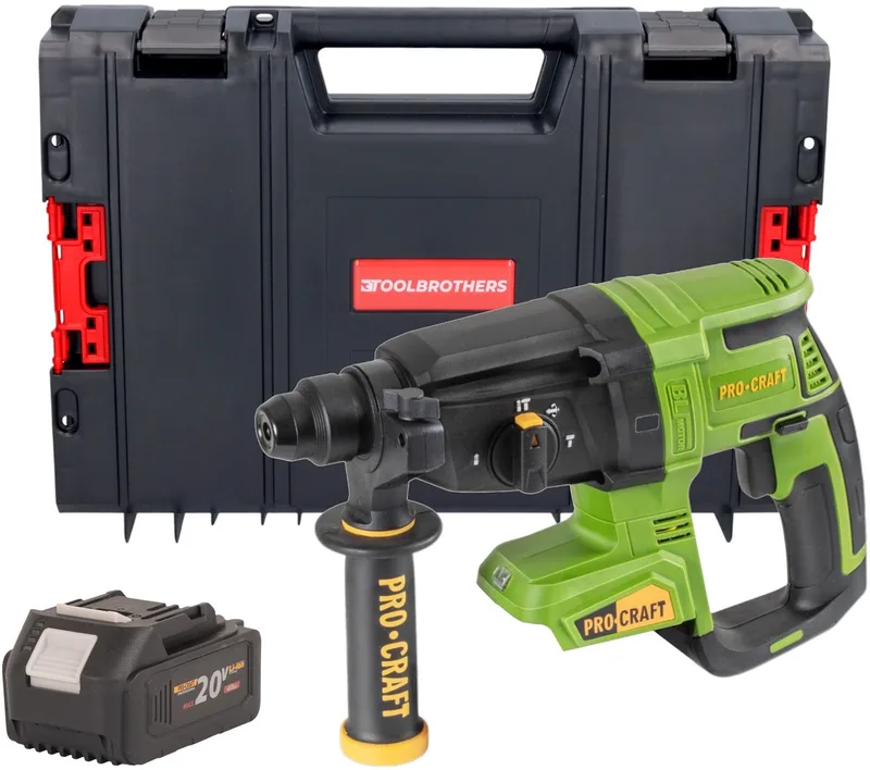 PHA40bb accu-boorhamer 20 V 2,6 J SDS plus borstelloos + 1x accu 4,0 Ah + RHINO gereedschapskoffer - zonder oplader de Procraft – image du produit