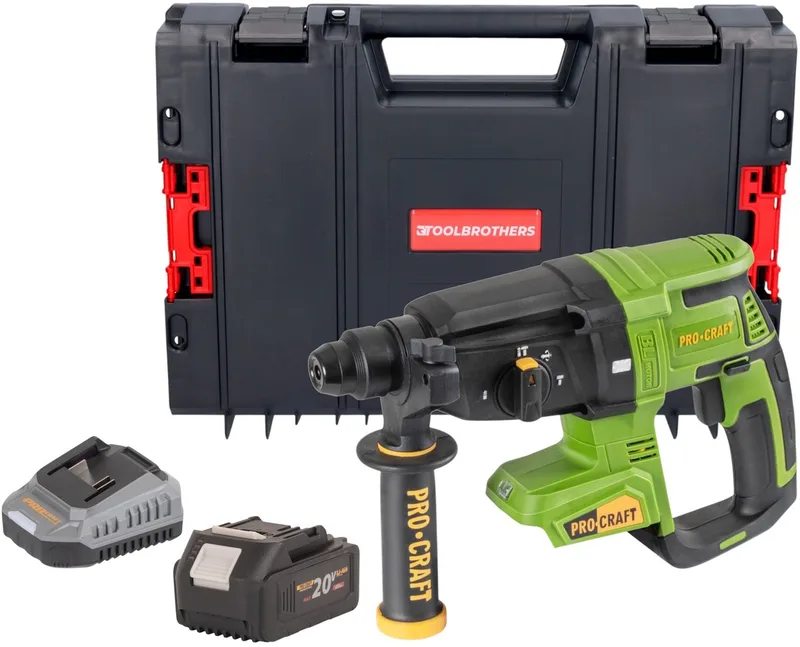 PHA40bb accu-boorhamer 20 V 2,6 J SDS plus borstelloos + 1x accu 4,0 Ah + oplader + RHINO-gereedschapskoffer de Procraft – image du produit