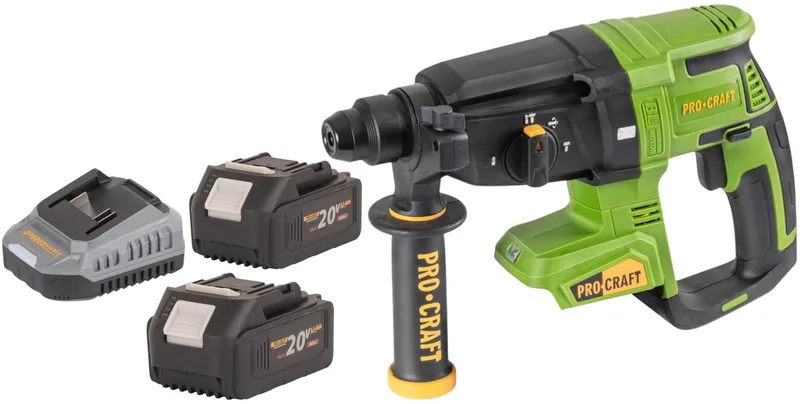 PHA40bb accu-boorhamer 20 V 2,6 J SDS plus borstelloos + 2x accu 4,0 Ah + oplader von Procraft – Produktbild