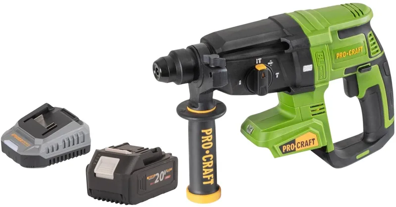PHA40bb accu-boorhamer 20 V 2,6 J SDS plus Brushless + 1x accu 4,0 Ah + oplader de Procraft – image du produit