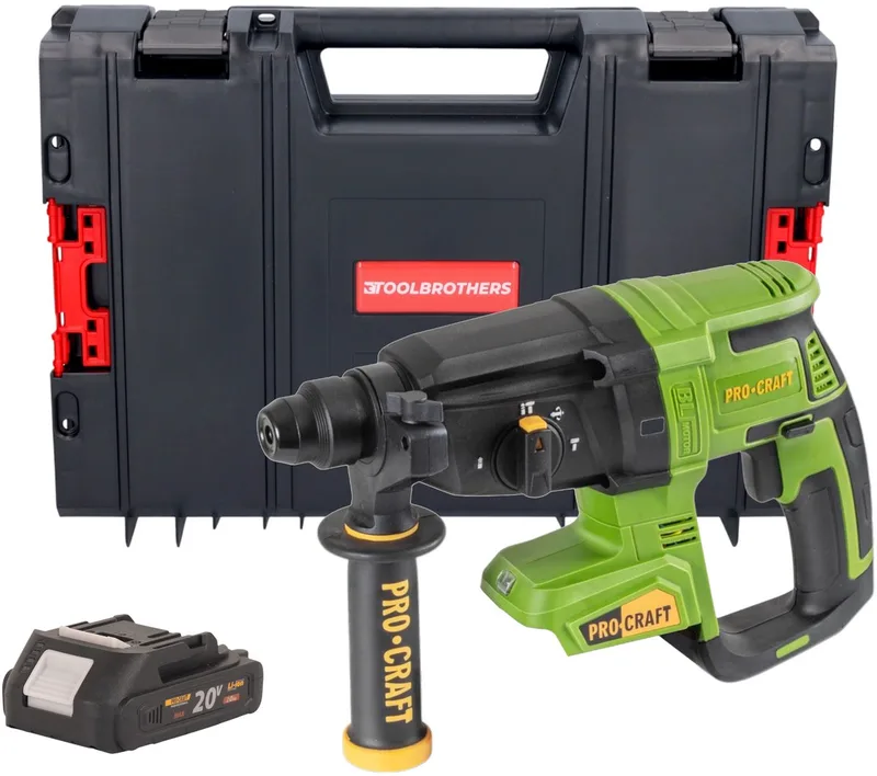 PHA40bb accuboorhamer 20 V 2,6 J SDS plus borstelloos + 1x accu 2,0 Ah + RHINO gereedschapskoffer - zonder oplader von Procraft – Produktbild