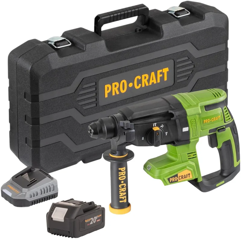 PHA40bb-c accu-boorhamer 20 V 2,6 J SDS plus borstelloos + 1x accu 4,0 Ah + oplader + koffer von Procraft – Produktbild