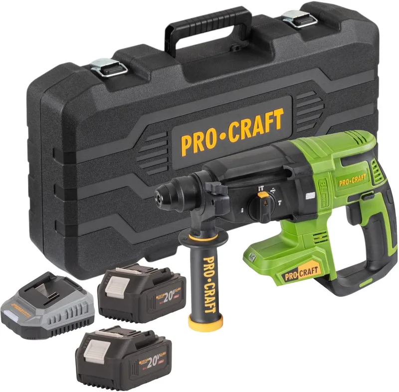 PHA40bb-c accu-boorhamer 20 V 2,6 J SDS plus borstelloos + 2x accu 4,0 Ah + oplader + koffer de Procraft – image du produit