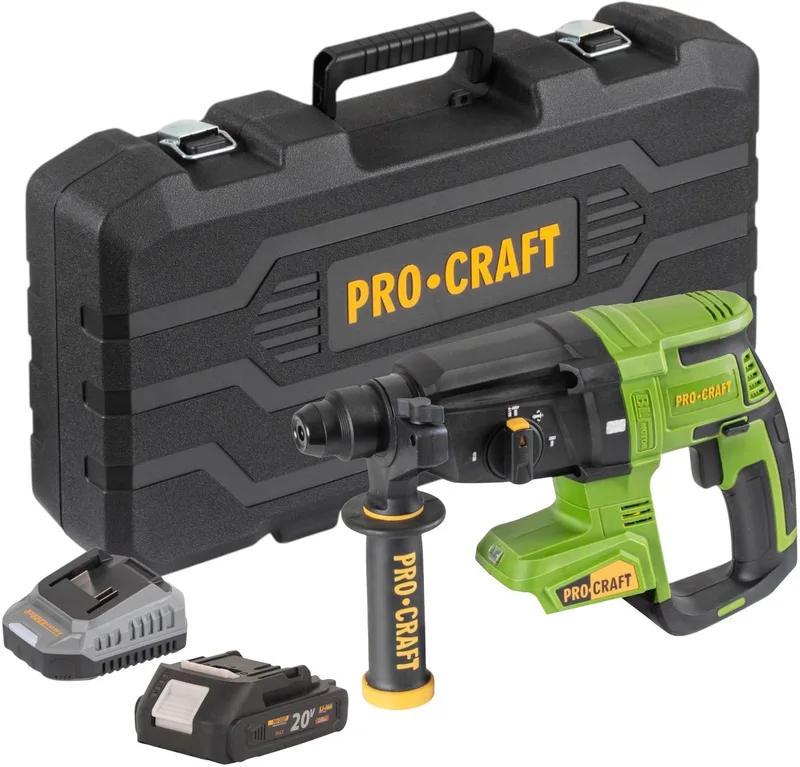 PHA40bb-c accu-boorhamer 20 V 2,6 J SDS plus Brushless + 1x accu 2,0 Ah + oplader + koffer de Procraft – image du produit