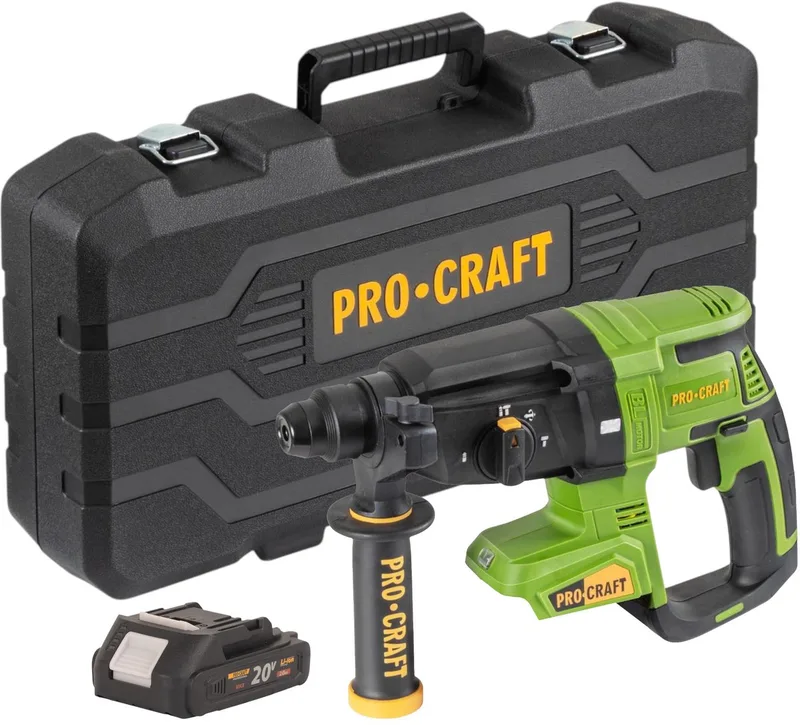 PHA40bb-c accu-boorhamer 20 V 2,6 J SDS plus Brushless + 1x accu 2,0 Ah + koffer - zonder oplader von Procraft – Produktbild