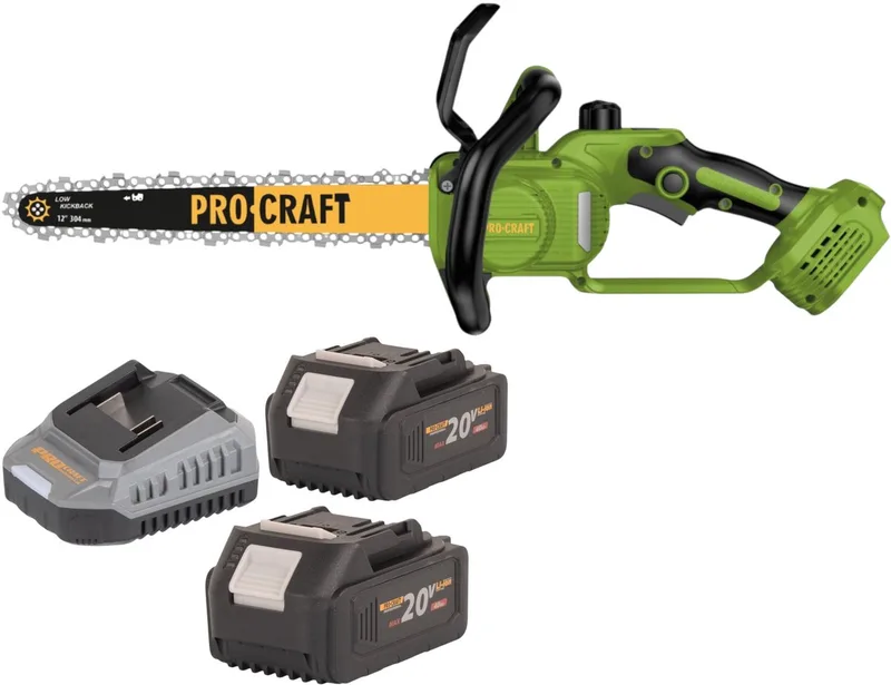 PKA33-BB accu-kettingzaag 20 V 304 mm borstelloos + 2x accu 4,0 Ah + oplader de Procraft – image du produit