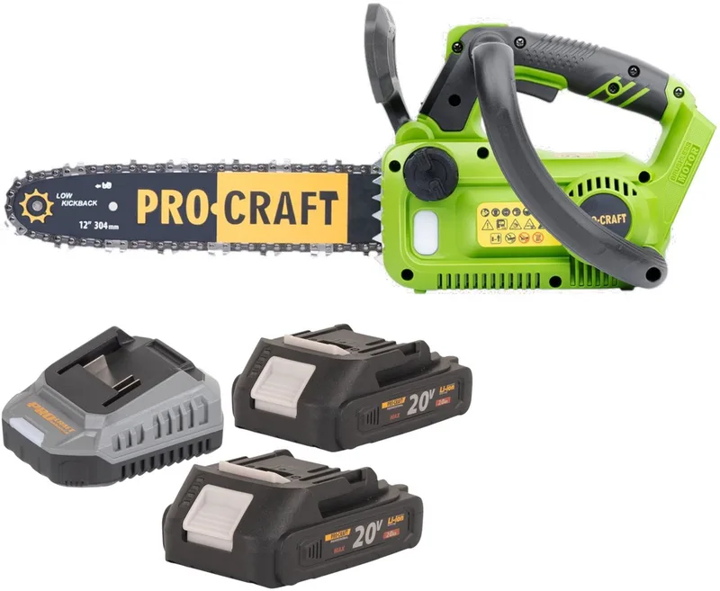 PKA42Libb accu kettingzaag 20 V 304 mm borstelloos + 2x accu 2,0 Ah + oplader by Procraft – product image