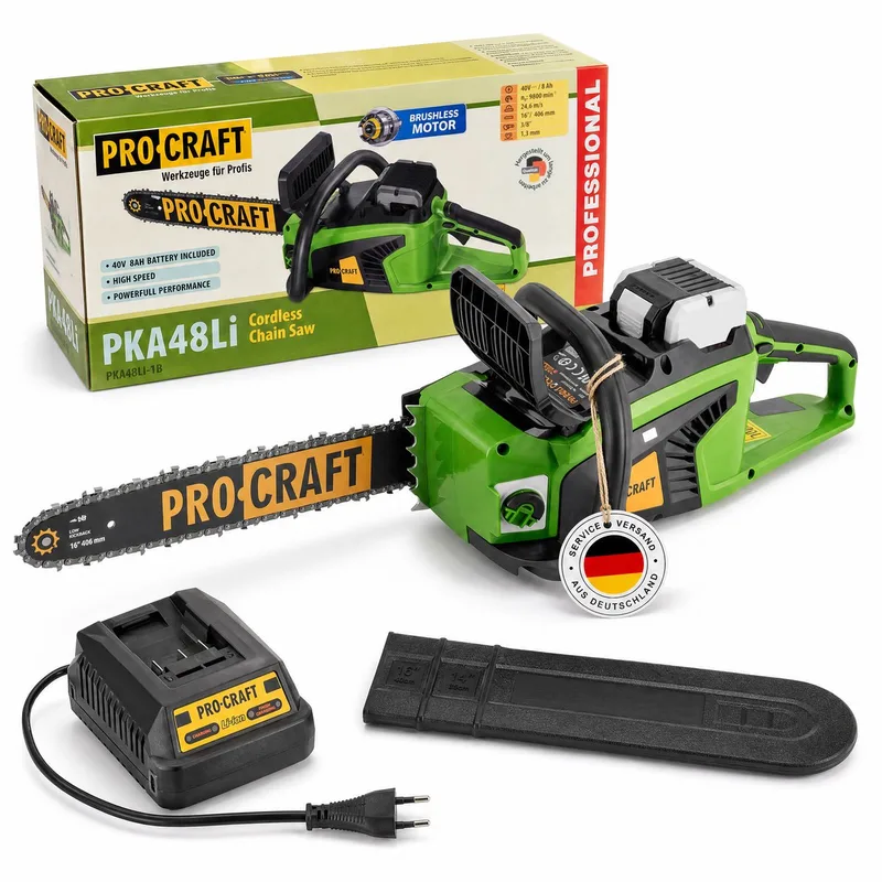 PKA48Li accukettingzaag 40 V 406 mm borstelloos + 1x accu 8,0 Ah + oplader de Procraft – image du produit