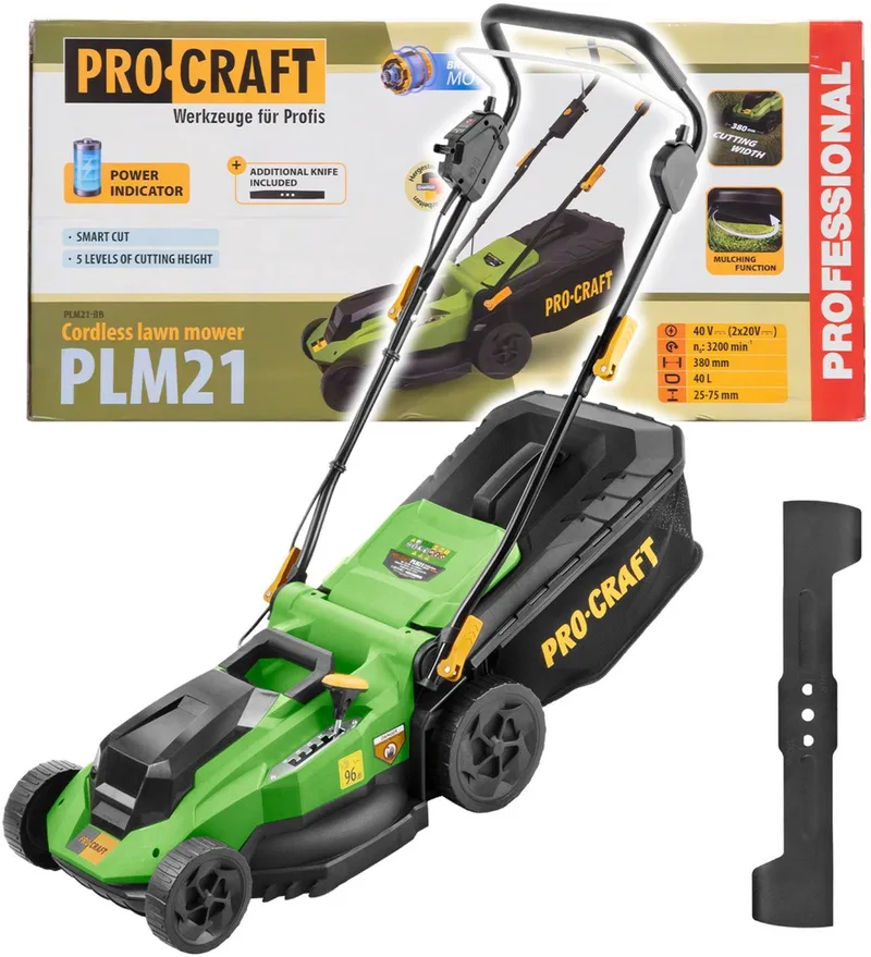 PLM21bb accu-grasmaaier 40 V (2x 20 V) 380 mm borstelloos Solo - zonder accu, zonder oplader von Procraft – Produktbild