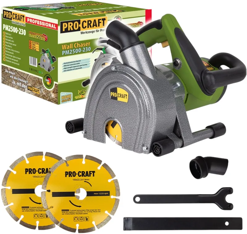PM2500-230 muurfrees 1700 watt 45 mm + 2x doorslijpschijf de Procraft – image du produit