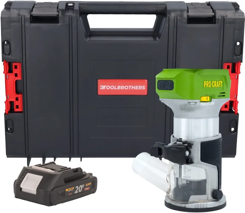 POB24bb accu multifunctionele frees 20 V 6 / 8 mm borstelloos + 1x accu 2,0 Ah + RHINO-gereedschapskoffer - zonder oplader de Procraft – image du produit